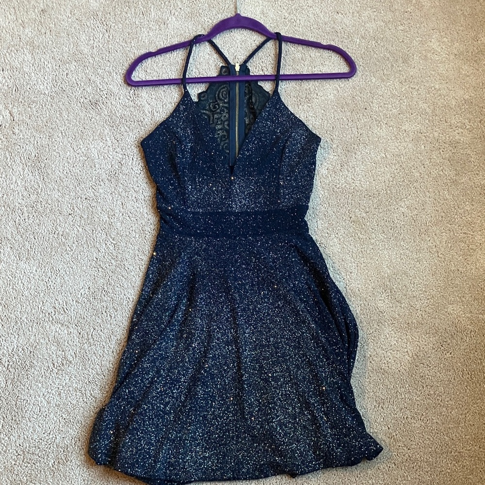 Windsor Navy Blue Sparkle Mini Dress